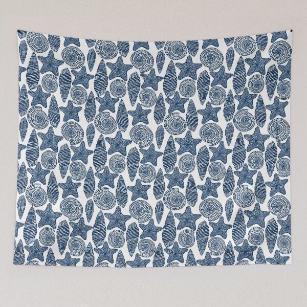 Item preview, Graphic blue shells designed and sold by Daria Heaney.