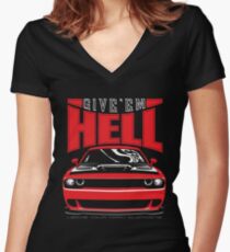 Give'em Hell Dodge Challenger Shirt mit V-Ausschnitt