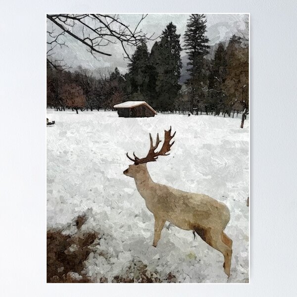  Deer In The Snow - Aesthetic Winter Unframed Poster