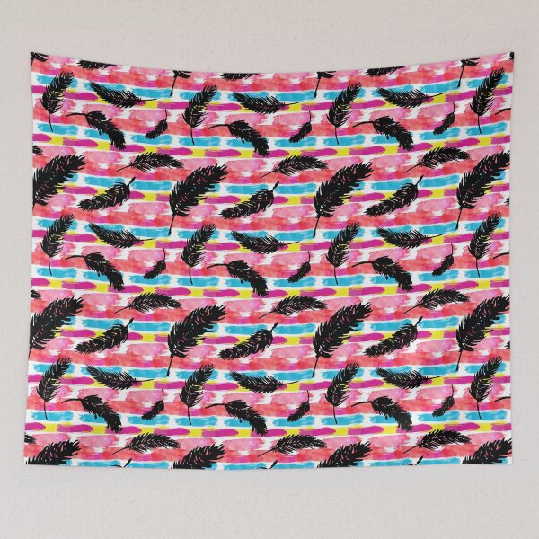 Item preview, Beautiful and colorful pattern of black bird feathers  designed and sold by ChatterFox.