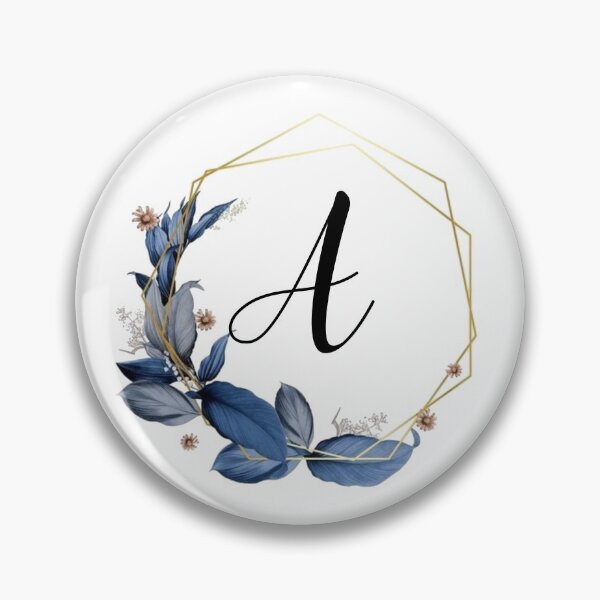 Item preview, Gold Frame Monogram with Blue Leaves | Monogram Letter A designed and sold by JustSeasons.