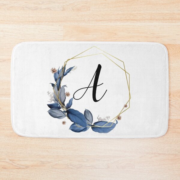 Item preview, Gold Frame Monogram with Blue Leaves | Monogram Letter A designed and sold by JustSeasons.