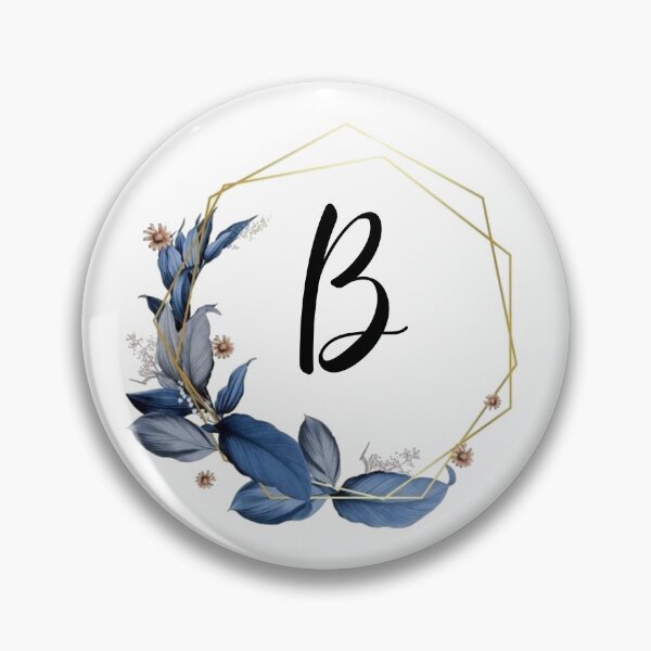 Item preview, Gold Frame Monogram with Blue Leaves | Monogram Letter B designed and sold by JustSeasons.