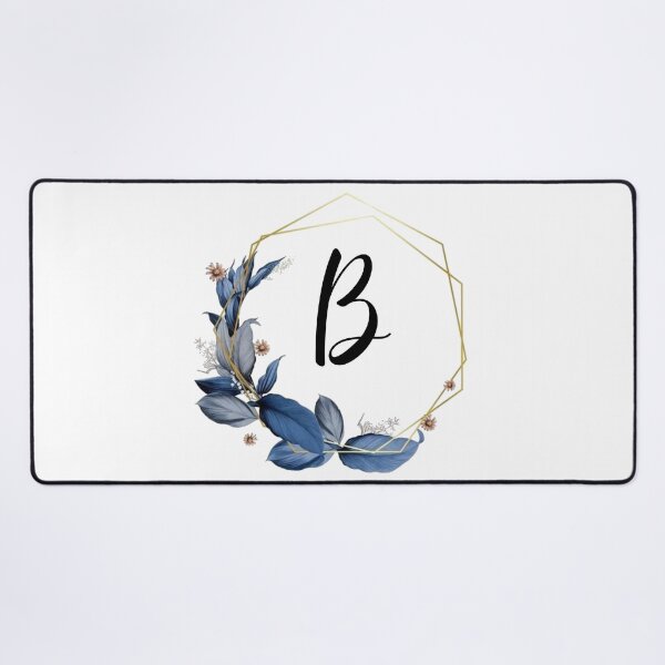 Item preview, Gold Frame Monogram with Blue Leaves | Monogram Letter B designed and sold by JustSeasons.