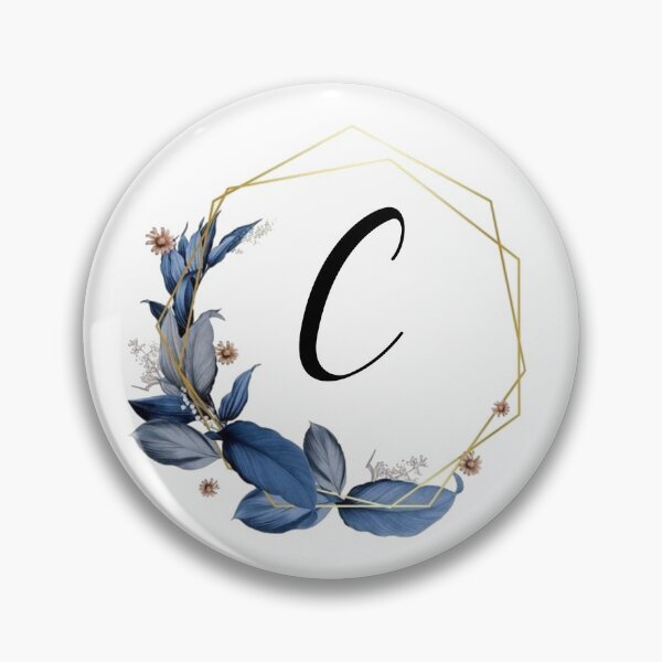 Item preview, Gold Frame Monogram with Blue Leaves | Monogram Letter C designed and sold by JustSeasons.