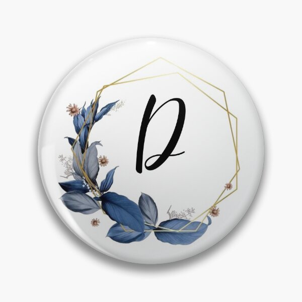 Item preview, Gold Frame Monogram with Blue Leaves | Monogram Letter D designed and sold by JustSeasons.
