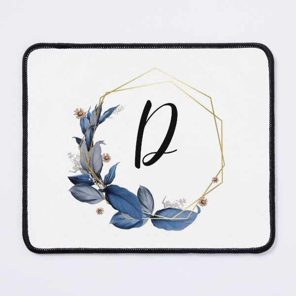 Item preview, Gold Frame Monogram with Blue Leaves | Monogram Letter D designed and sold by JustSeasons.