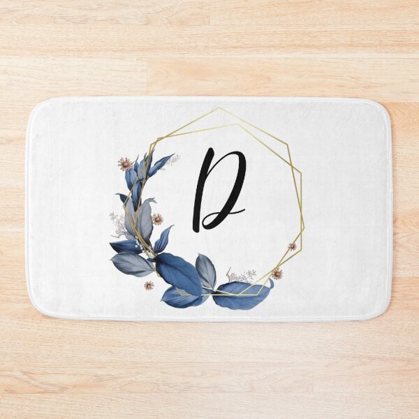 Item preview, Gold Frame Monogram with Blue Leaves | Monogram Letter D designed and sold by JustSeasons.