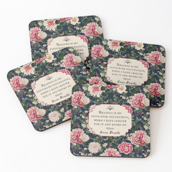 Artikelvorschau, Lesen ist meine Lieblingsbeschäftigung, Anne Bronte, Buchzitat, Lesezitat, Vintage-Blumen, Buchgeschenk entworfen und verkauft von CultandObscure.