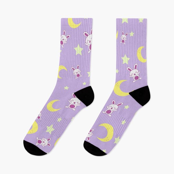 Item preview, Little Happy Bunny Rabbit Among Moon and Stars Light Purple Pattern for Children designed and sold by DesignsVault.