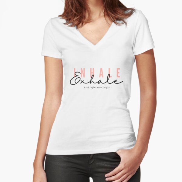 inhale + exhale -red Fitted V-Neck T-Shirt