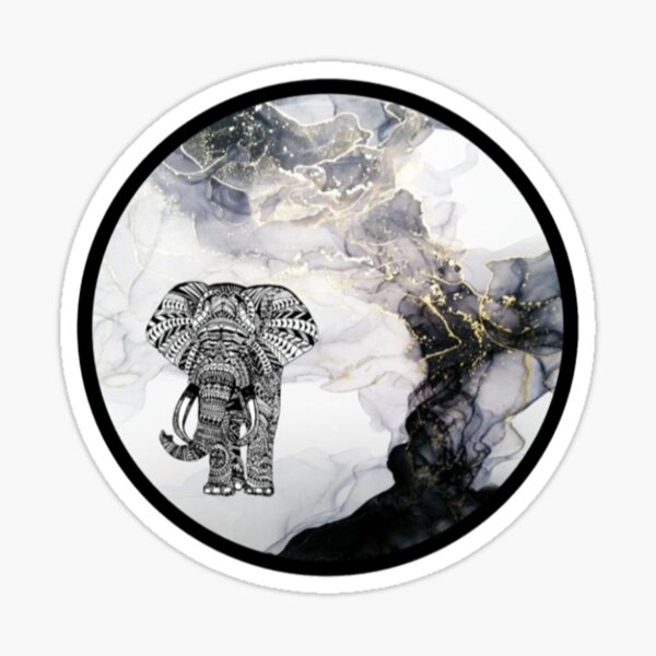 "Black and White Tribal Marble Elephant" Sticker for Sale by Chrysavgi
