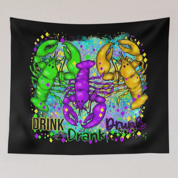 Item preview, Crawfish Sublimation Drink Drank Drunk Louisiana State 2022 Striped Costume Socks Carnival Fat Tuesdays Beads Nola New Orleans Fleur De Lis Parade designed and sold by NOorYES.