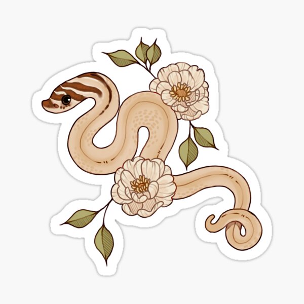 Vista previa del artículo con la obra «Serpiente nariz de cerdo con peonías», diseñado y vendido por albluu.