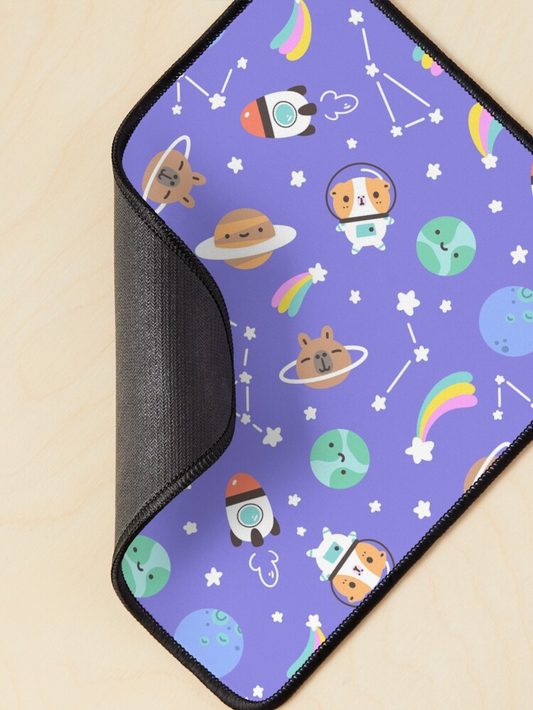 Alternate view of Guinea pig and capybara kawaii Space Pattern Mouse Pad