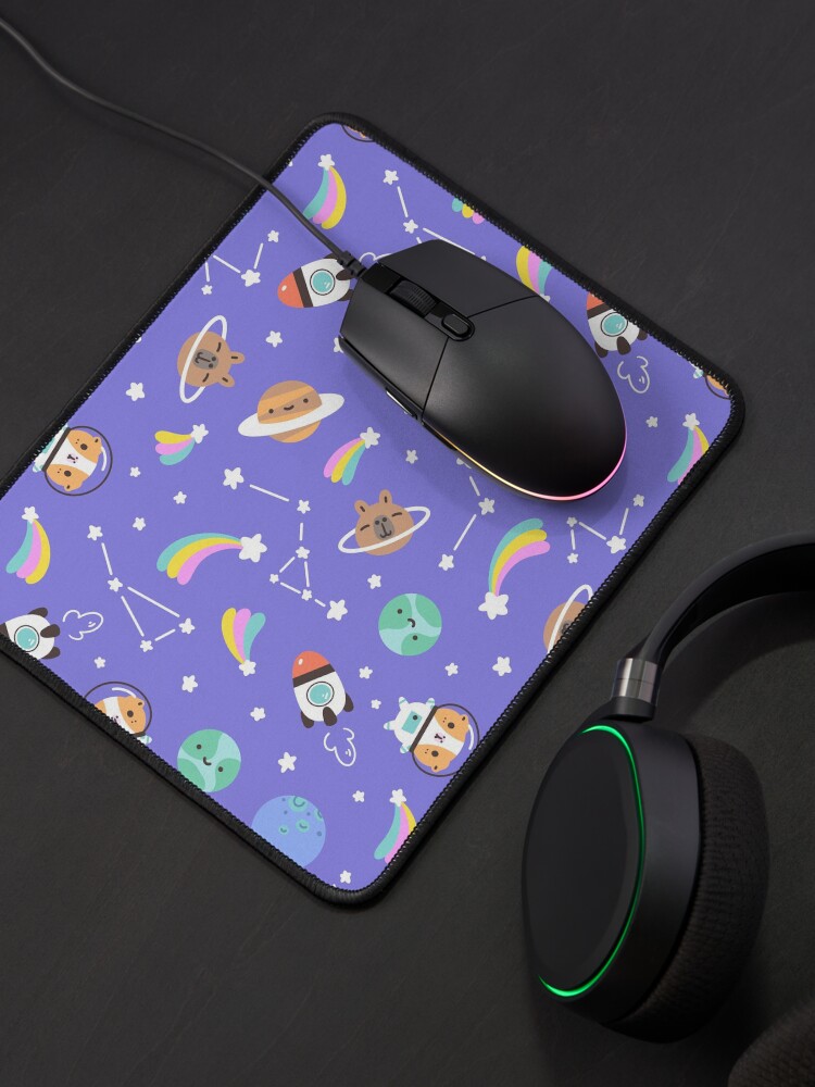 Alternate view of Guinea pig and capybara kawaii Space Pattern Mouse Pad