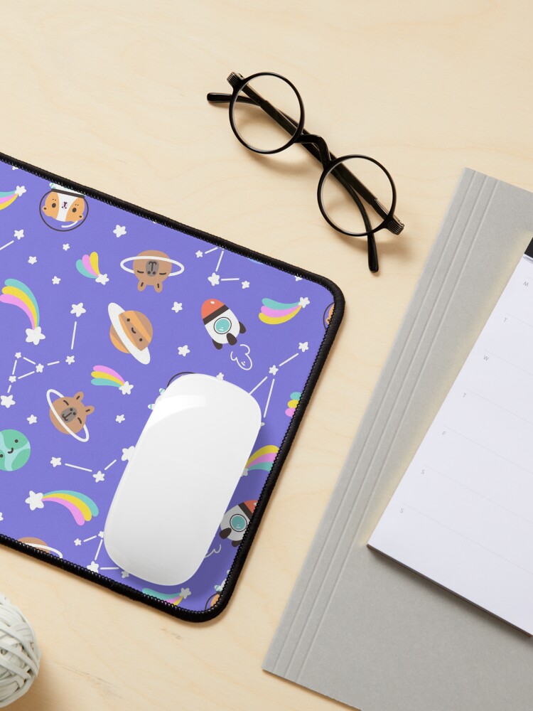 Alternate view of Guinea pig and capybara kawaii Space Pattern Mouse Pad
