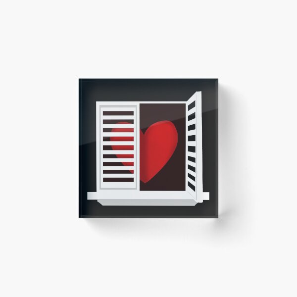 Item preview, Heart lurking behind a half open window designed and sold by lasukira.
