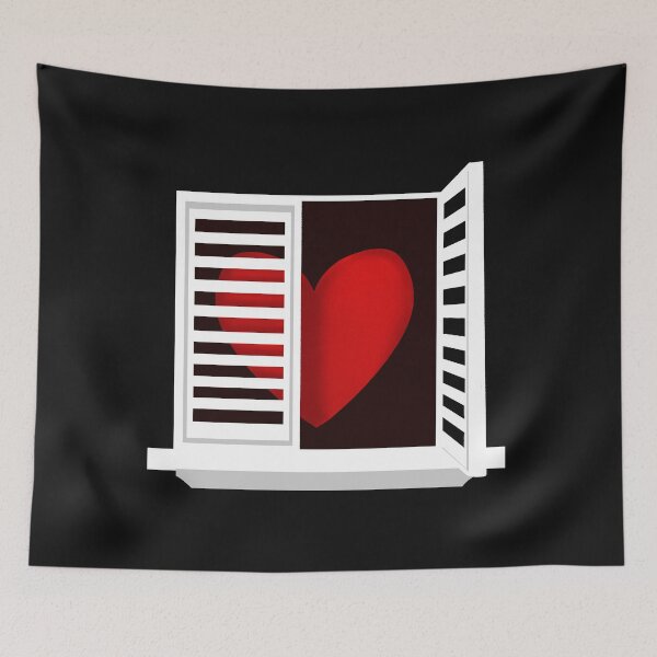 Item preview, Heart lurking behind a half open window designed and sold by lasukira.