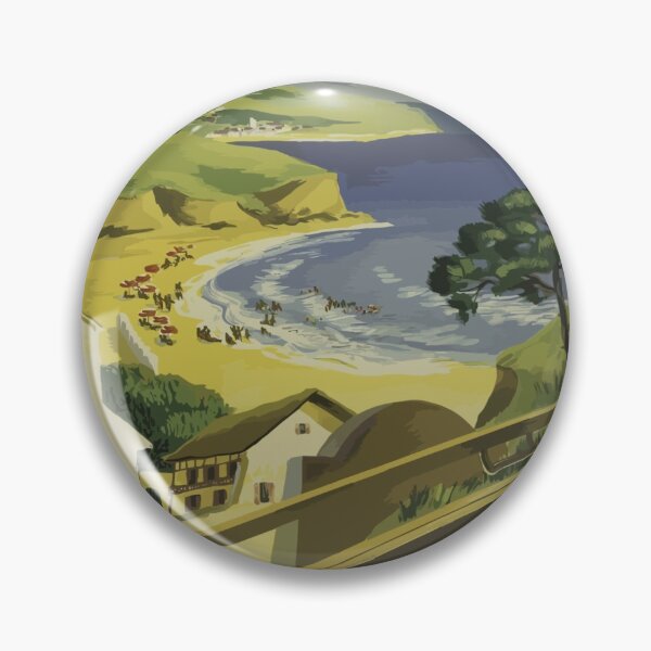 Item preview, Basque Coast, France Vintage Retro Travel Summer Holiday Biarritz Surfing 1950 designed and sold by Vintage Mag.