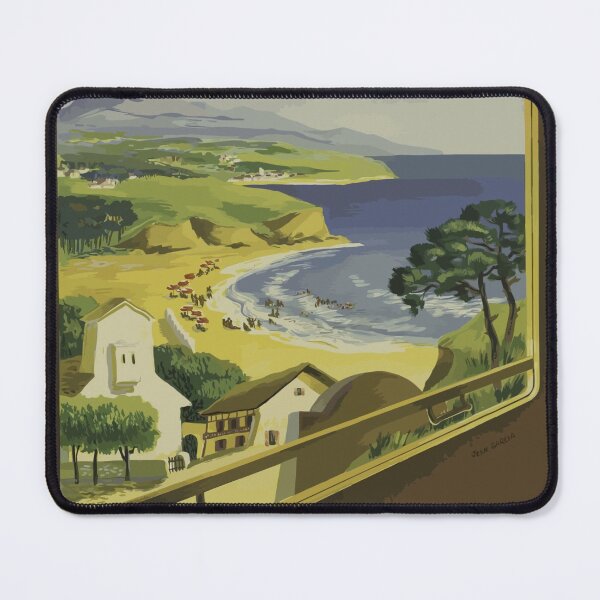 Item preview, Basque Coast, France Vintage Retro Travel Summer Holiday Biarritz Surfing 1950 designed and sold by Vintage Mag.
