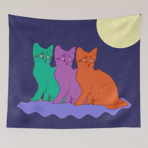 Item preview, Cats flying to the moon designed and sold by EclecticCharm.