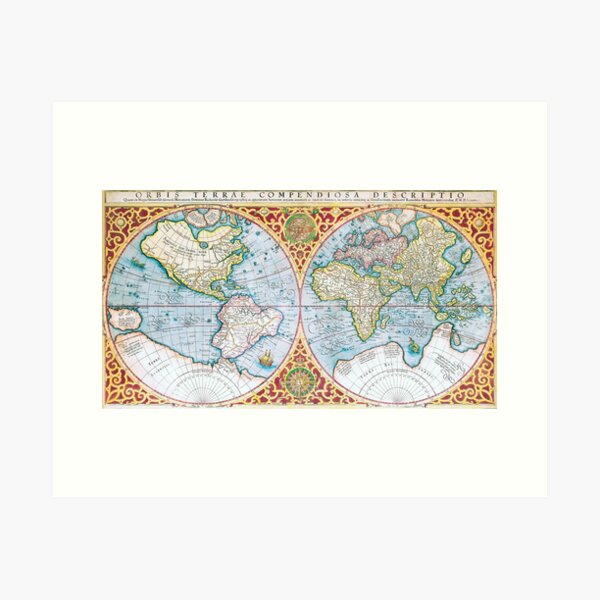 Vista previa del artículo con la obra «Impresión del mapa mundial de Gerhard Mercator, 1637.», diseñado y vendido por vintagemapstore.