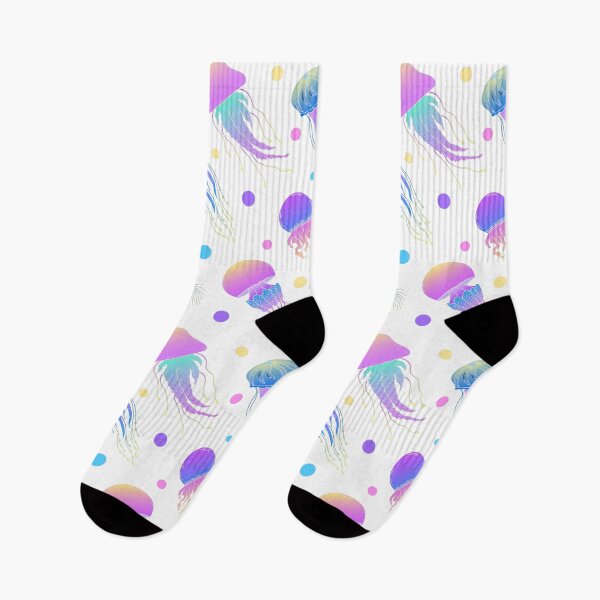 Item preview, Neon Colorful Sea Animals Ocean Jellyfish Fishes Socks Swimmers Aquarium Gift Idea Sea Animals Socks  designed and sold by Dr.YesOrNo.