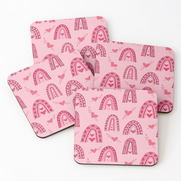 Item preview, Valentine red boho rainbow pattern with hearts and leaves   designed and sold by Yasminepatterns .