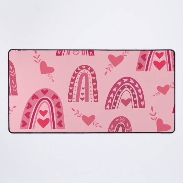 Item preview, Valentine red boho rainbow pattern with hearts and leaves   designed and sold by Yasminepatterns .