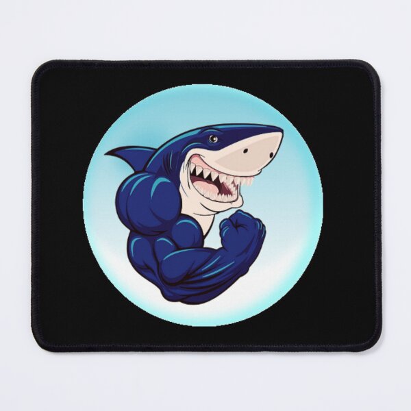 Item preview, BLUE MUSCULAR SHARK FLEXING BICEPS INSIDE A WATER BUBBLE  designed and sold by MrCreativeArts.