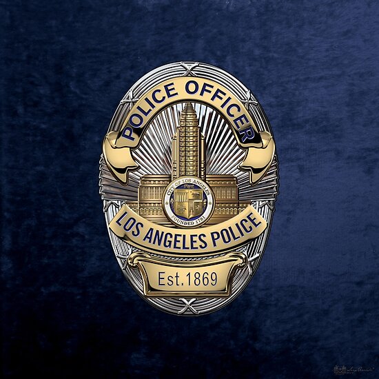 Los Angeles Police Department Lapd Police Officer Badge Over Blue