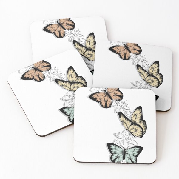 Item preview, orange pastel colour butterfly floral design designed and sold by 3lsa-jj.