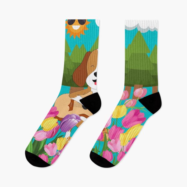 Item preview, Funny Dog Tip Toeing Through the Tulips designed and sold by CraftyAnimal.