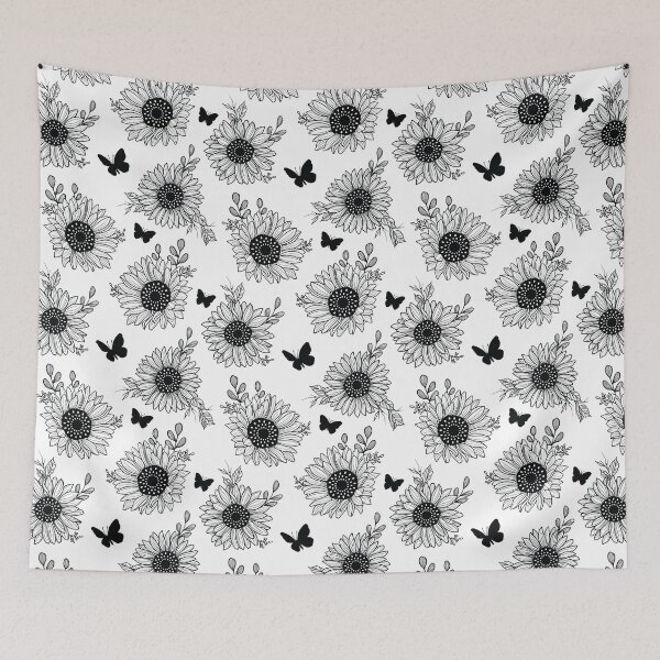 Aperçu de l'œuvre Illustration de motif tournesol et papillon créée et vendue par CompassandCrate.