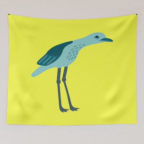 Item preview, Teal Bush-stone Curlew on Yellow designed and sold by Digitaldingo.