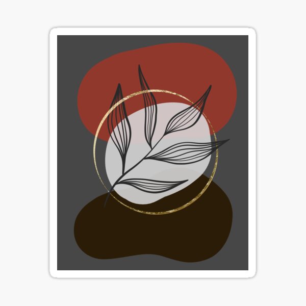 Item preview, Abstract Shapes and Florals - Grey, Red, Brown, and Gold designed and sold by GenAumonier.