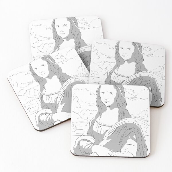 Item preview, Mona Lisa Leonardo da Vinci La Gioconda Line Art Grey designed and sold by Ilustra  Ideia.