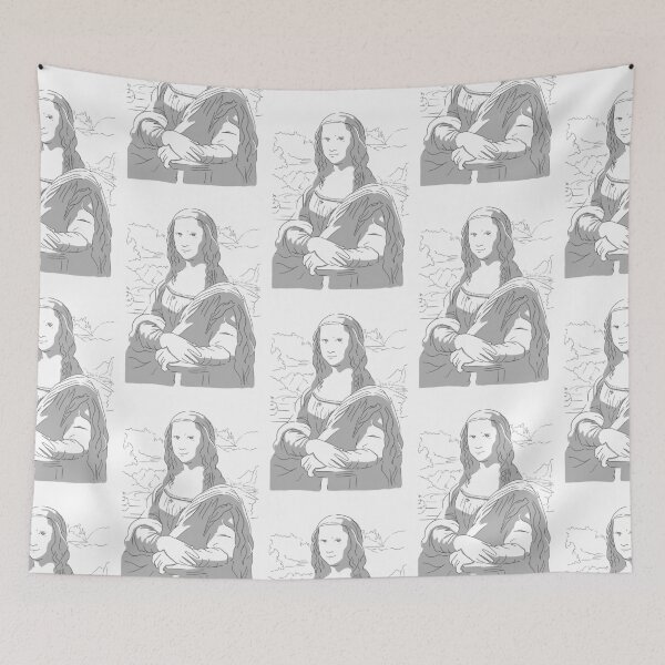 Item preview, Mona Lisa Leonardo da Vinci La Gioconda Line Art Grey designed and sold by Ilustra  Ideia.