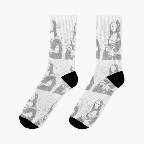 Item preview, Mona Lisa Leonardo da Vinci La Gioconda Line Art Grey designed and sold by Ilustra  Ideia.