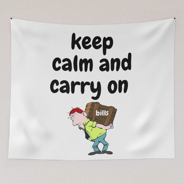 Item preview, Keep Calm and Carry On Funny Man with a Box of Bills designed and sold by silviaol.