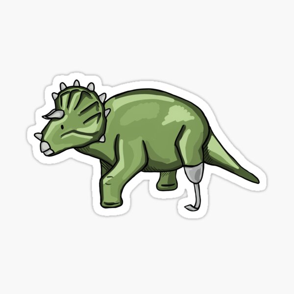 Green Dino with Prosthetic Leg Sticker