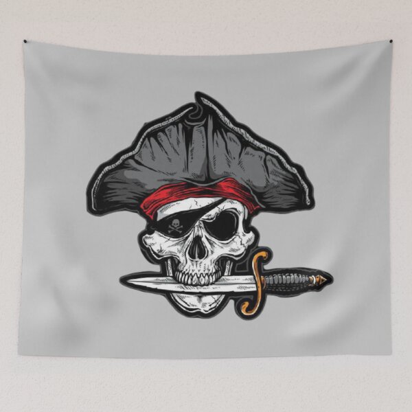 Item preview, Pirate skull holding knife in mouth designed and sold by Tarun Bisht.