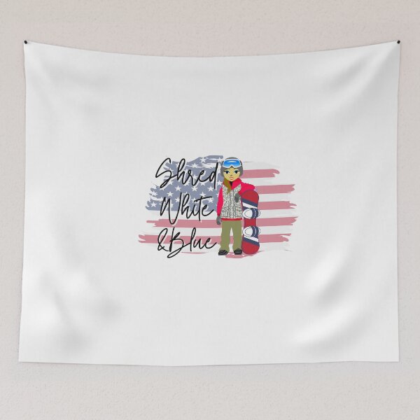Item preview, Female Snowboard-Shred White and Blue designed and sold by Whiny Hiker.