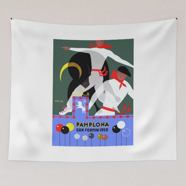 Item preview, 1959 SPAIN Pamplona Running Of The Bulls Poster designed and sold by retrographics.