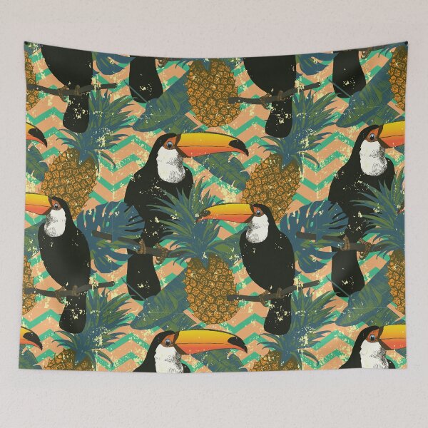 Item preview, Toucans on zigzag background designed and sold by MobertsonArt.