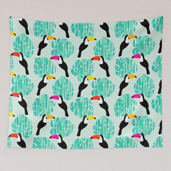 Item preview,  Toucan retro texture with palm designed and sold by MobertsonArt.