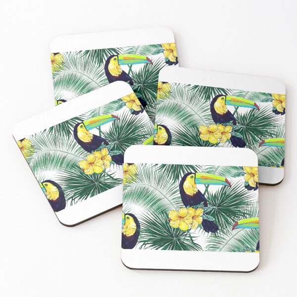 Item preview, Beautiful toucan birds and hibiscus tropical designed and sold by MobertsonArt.
