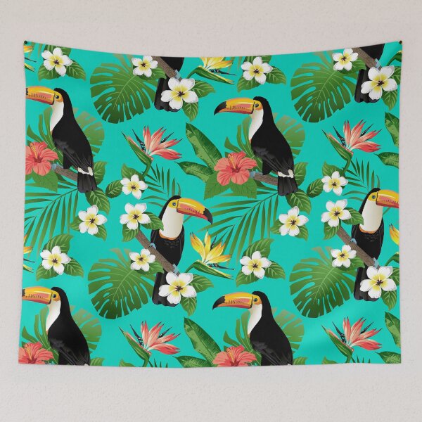 Item preview, Tropical birds and palm leaves designed and sold by MobertsonArt.