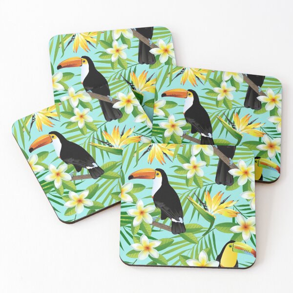 Item preview, Tropical birds and palm leaves seamless  designed and sold by MobertsonArt.